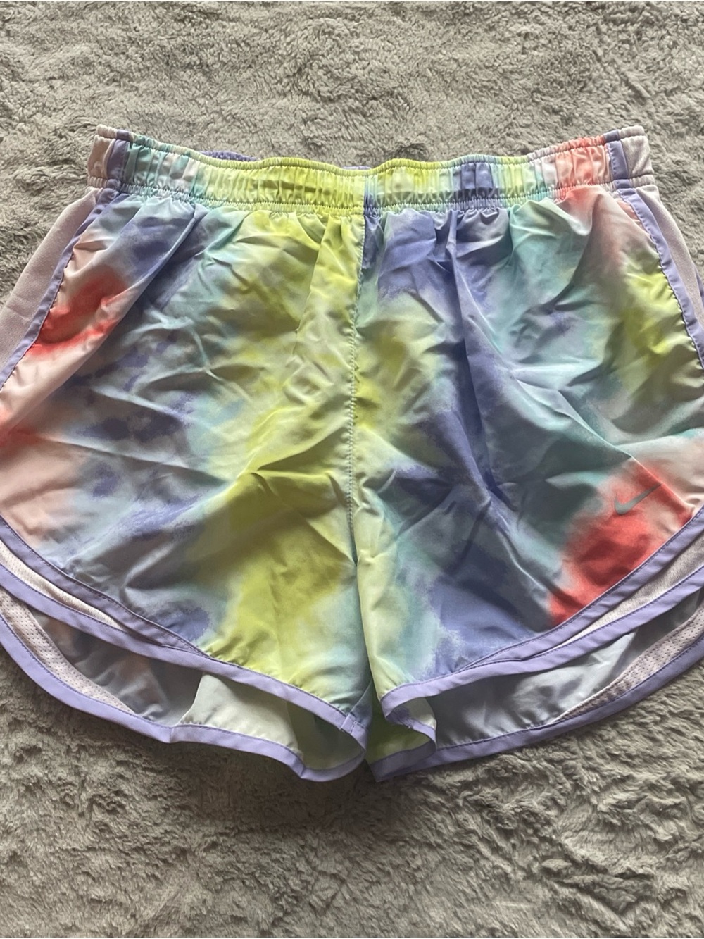 Nike Pastel Tie-Dye Athletic Shorts in Purple, Yellow, Blue and Pink